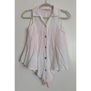 Light Pink Ombre Vintage Risky Rayon Button Down Tank & Skirt Set